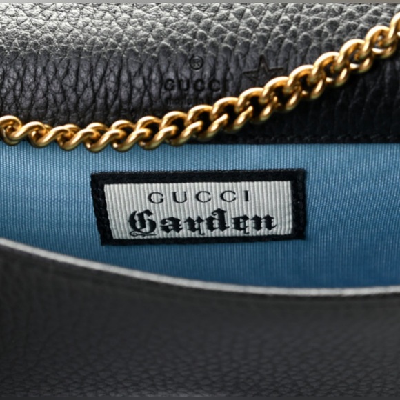 GUCCI Dollar Calfskin Garden Mystic Cat Chain Wallet in Black authentic new box - Picture 11 of 12